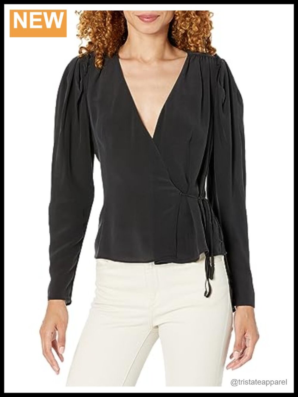 100% Silk Long Sleeve V-Neck Blouse Women's Relaxed Fit Pull On Top
